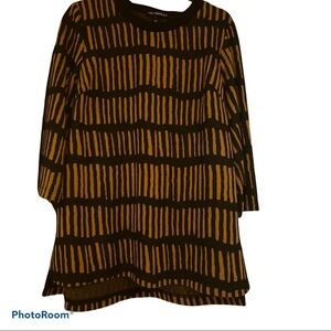 Piccadilly Tan black stripes  women’s tunic sweater top Sz Xs